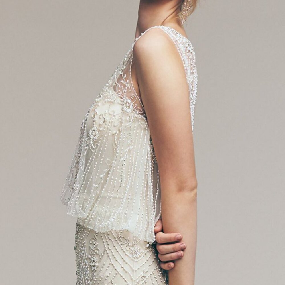 BHLDN Jacinda Wedding Gown Size 4, 6, 8 NEW Art Deco 1920's Beaded - Picture 3 of 13